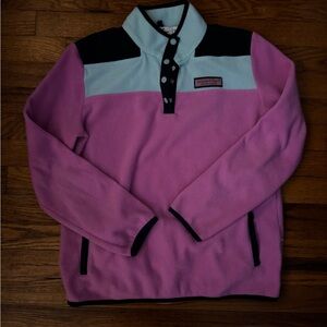Vineyard Vines Pink and Blue Fleece Pullover